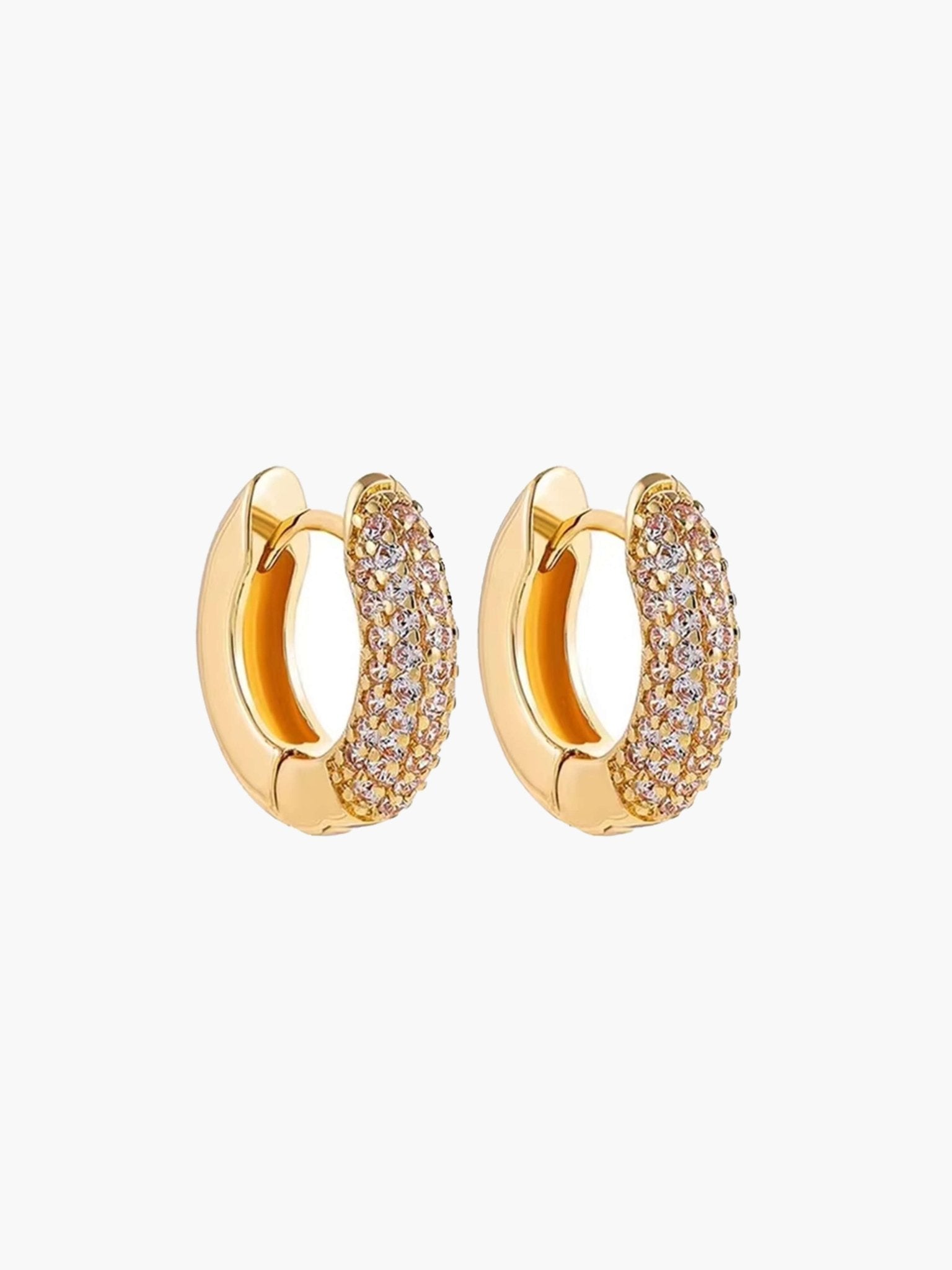ZEYA - Juliette - Earrings with Zirconia Stones, Minimalist Hoop Design for Women