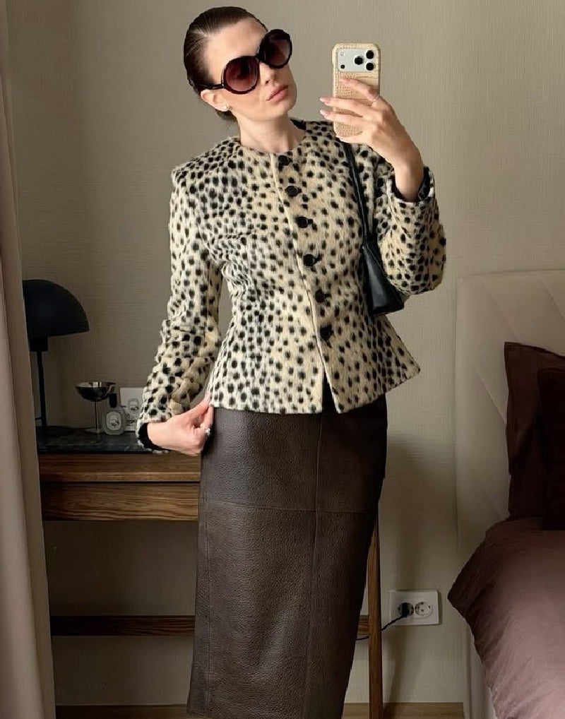 ZEYA - Katie Leopard Faux Fur Cropped Jacket