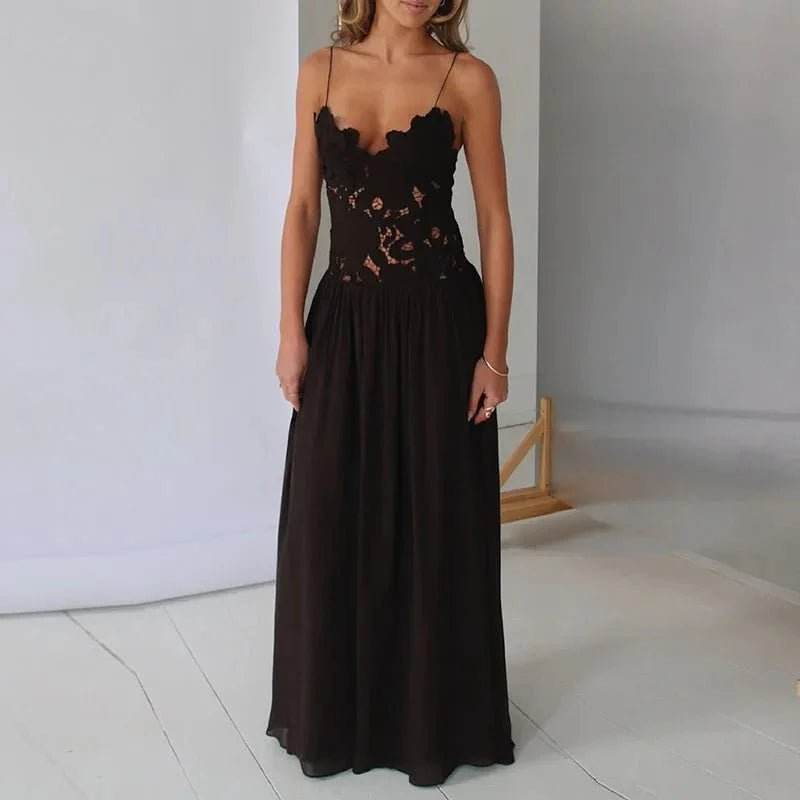ZEYA - Kelli Lace Mesh Halter Evening Dress