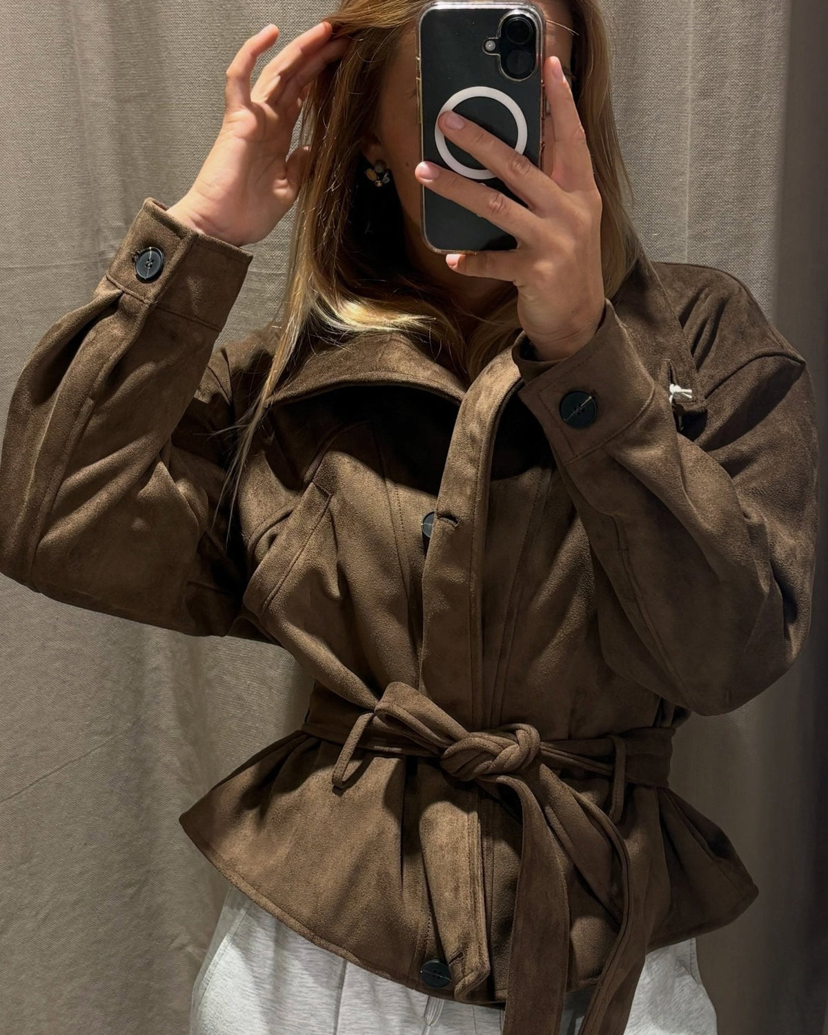 ZEYA - Letty Faux Suede Lace Up Jacket