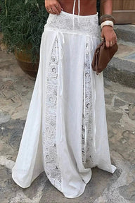 Lilith boho maxiskjørt med blondelapper
