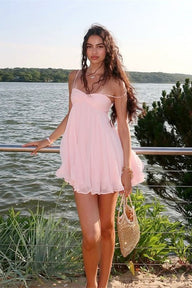 Maisie Off Shoulder Chiffon Minikjole