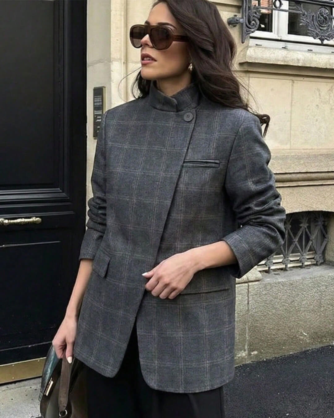ZEYA - Melanie Plaid Stand Collar Blazer