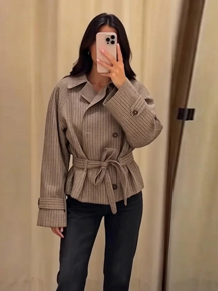 ZEYA - Melissa Plaid Belted Trench Coat