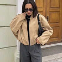 Mia semsket oversized glidelåsjakke
