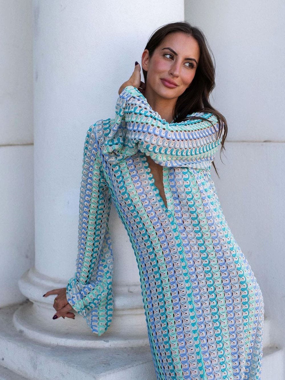 ZEYA - Miriam Crochet Stripe Maxi Dress