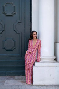 Miriam Crochet Stripe Maxi Dress