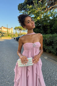 Nela Strapless Ruffled Maxi Dress