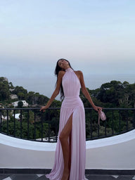 Neve Halter Pleated Maxi Dress