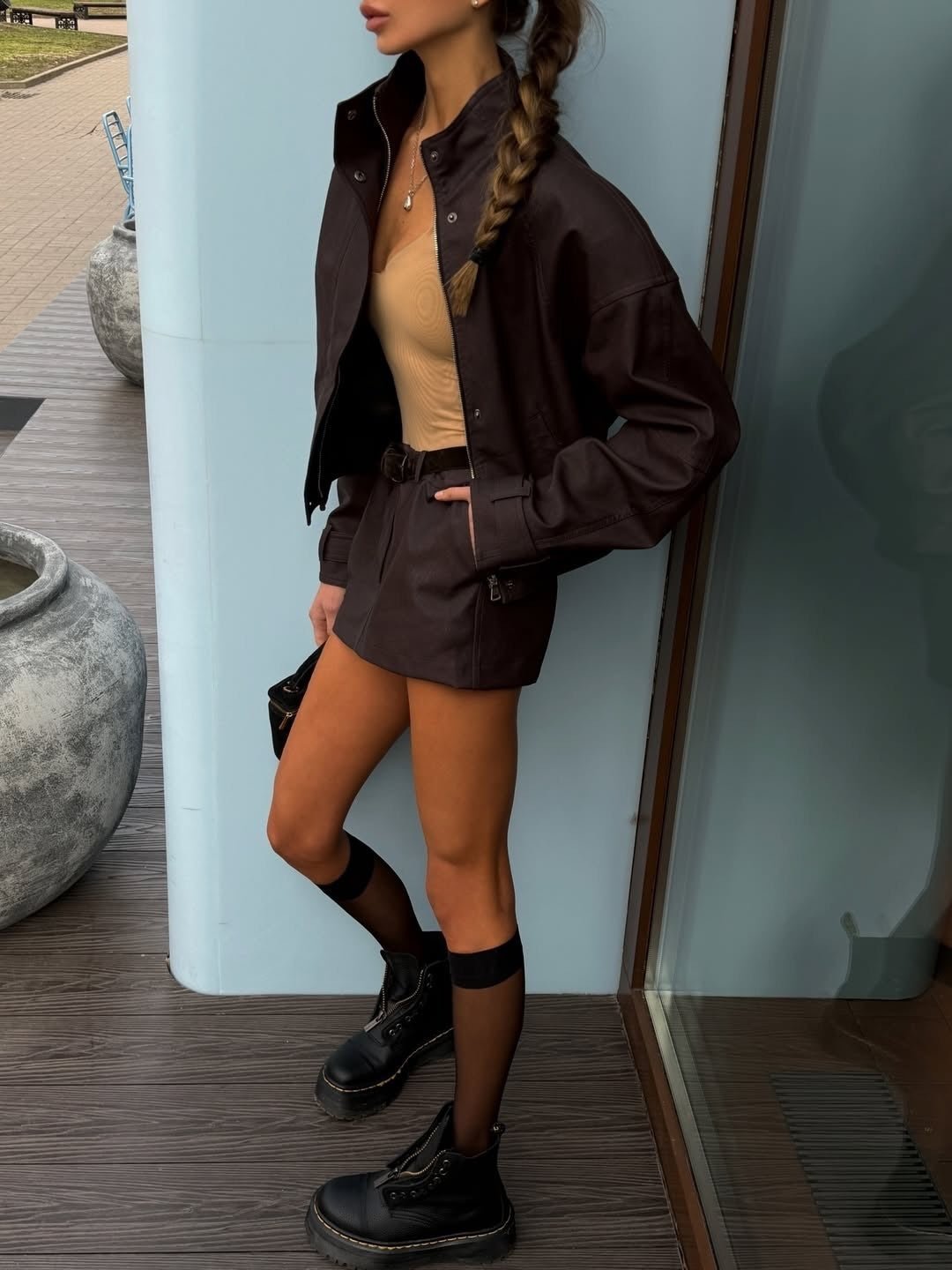 ZEYA - Nicole Suede Cropped Coat & Skirt Set