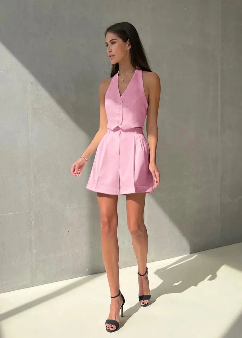 ZEYA - Nicole Tailored Halter Vest & Shorts Set