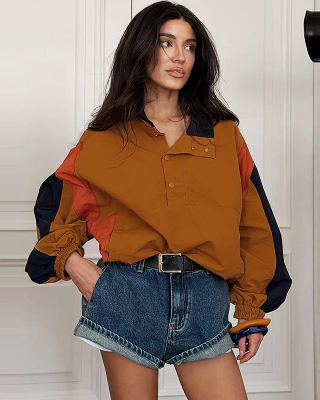 ZEYA - Olivia Oversized Colorblock Cropped Jacket