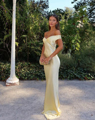 Ophelia Offshoulder Sateng Maxikjole