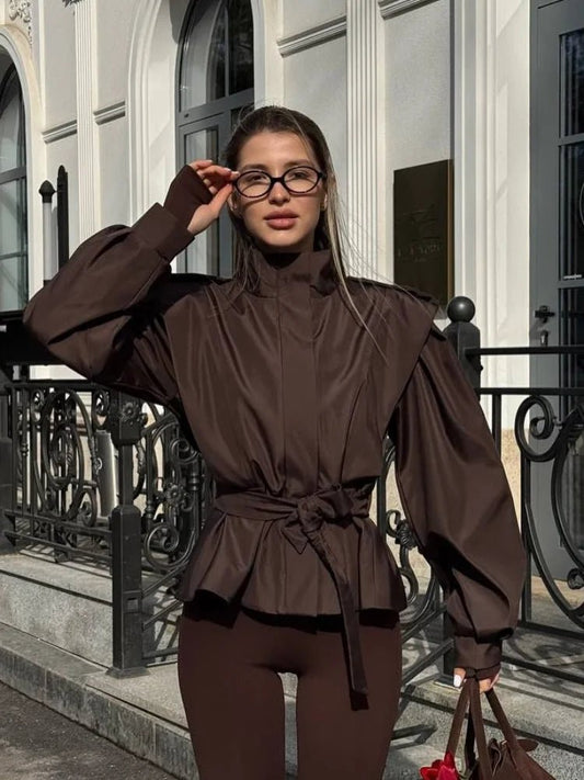 ZEYA - Quinn Lace Up Stand Collar Jacket