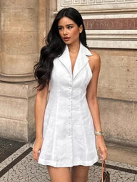 Rafaela Halterneck Minikjole med V-hals