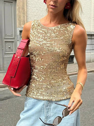 Ria paljett heklet tanktopp