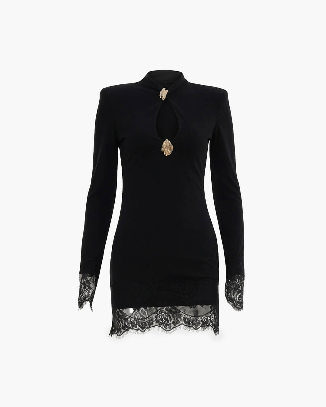 ZEYA - Rose High Neck Keyhole Lace Mini Dress
