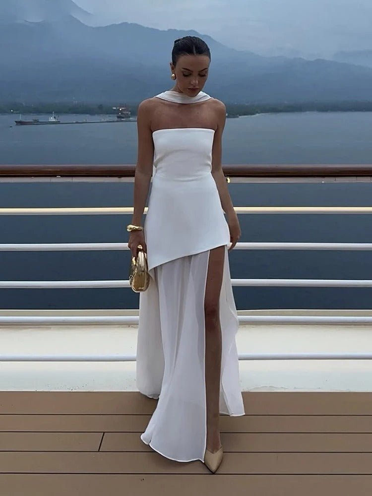 ZEYA - Sophia Asymmetric Sheer Maxi Dress