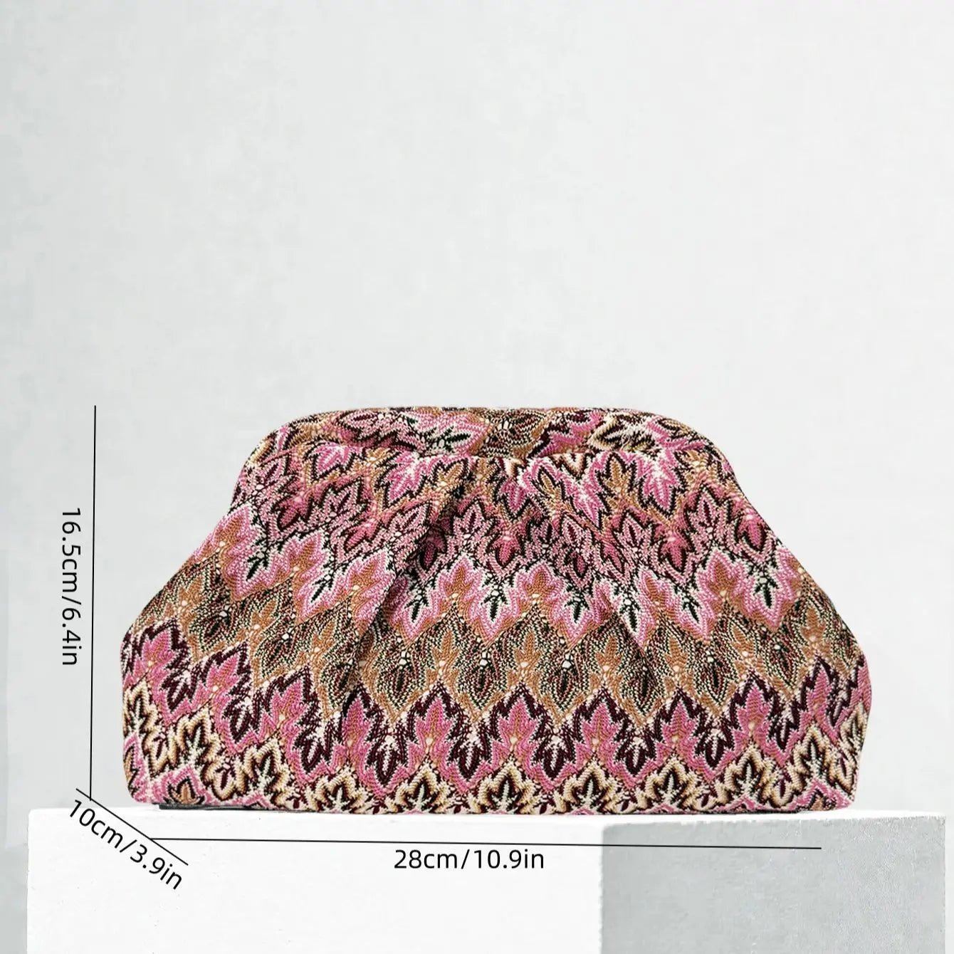 ZEYA - Sophia Jacquard Pleated Clutch
