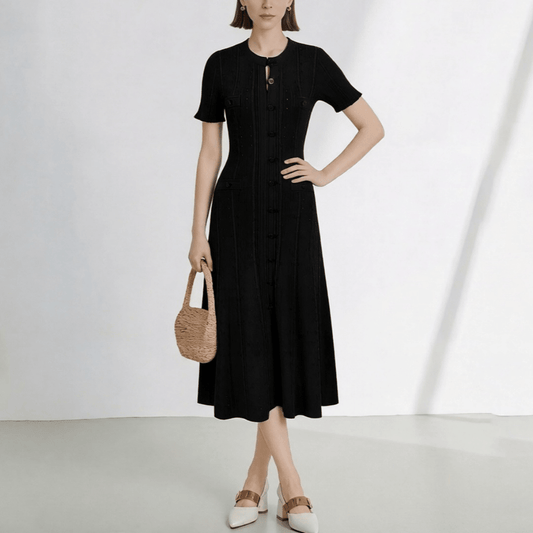 ZEYA - Soraya French V - Neck Knitted Slit Dress