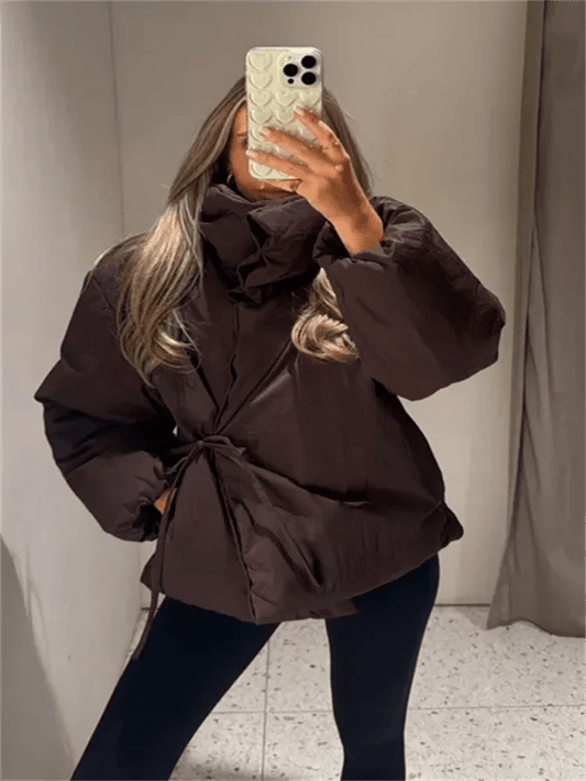 ZEYA - Suzanne High Collar Tie - Up Puffer Jacket