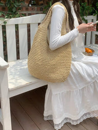 Svea Woven Rattan Tote Bag