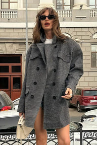 Trisha Houndstooth Lang Kåpe