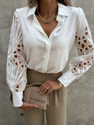 Vina chiffon bluse med lange ermer