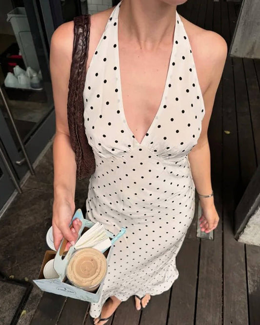 ZEYA - Zoe Polka Dot Halter Midi Dress
